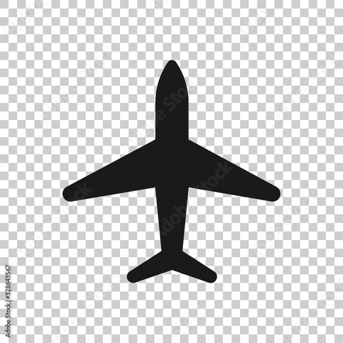 Fototapeta Naklejka Na Ścianę i Meble -  Plane icon in flat style. Airplane vector illustration on white isolated background. Flight airliner business concept.