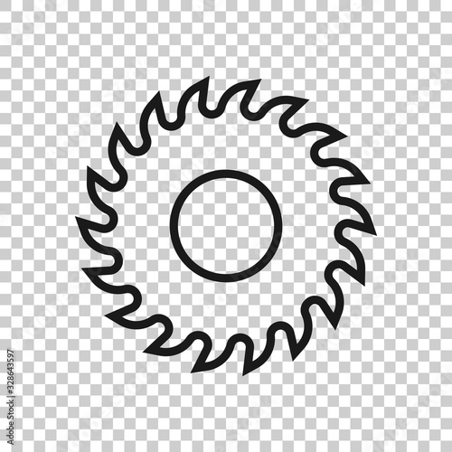 Saw blade icon in flat style. Circular machine vector illustration on white isolated background. Rotary disc business concept.