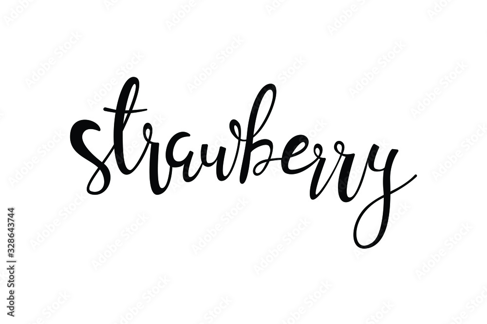 strawberry text in brush style vector strawberry text in brush style vector