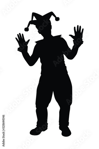 Joker with balloons silhouette vector