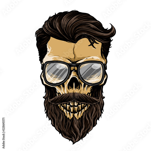 vector of bearded skull head with bandana