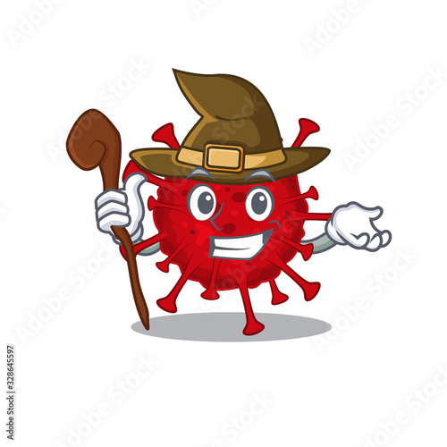 Cute and sneaky Witch betacoronavirus cartoon design style