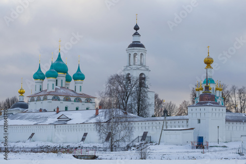 Cloudy winter day at the Holy Svyato-Vvedensky Tolgsky Monastery. Yaroslavl, Golden Ring of Russia