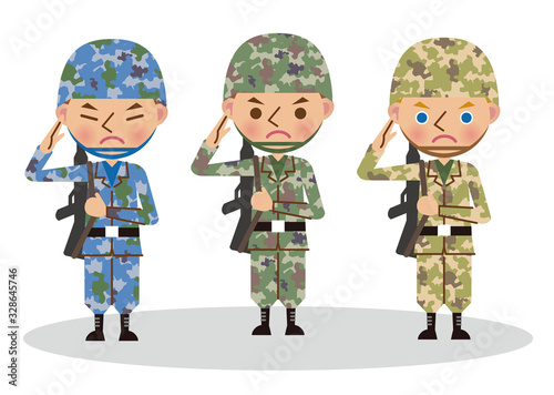 多国籍な軍人のイメージ（東アジア・日本・アメリカ）