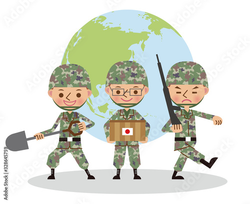 世界で活躍する自衛官のイメージ（複数人）