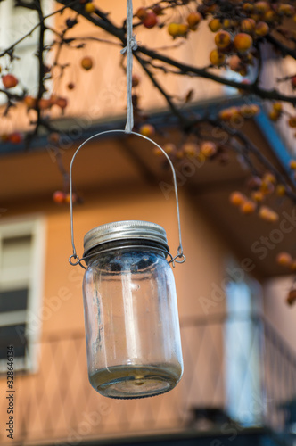 decorative jar street lamp on tree