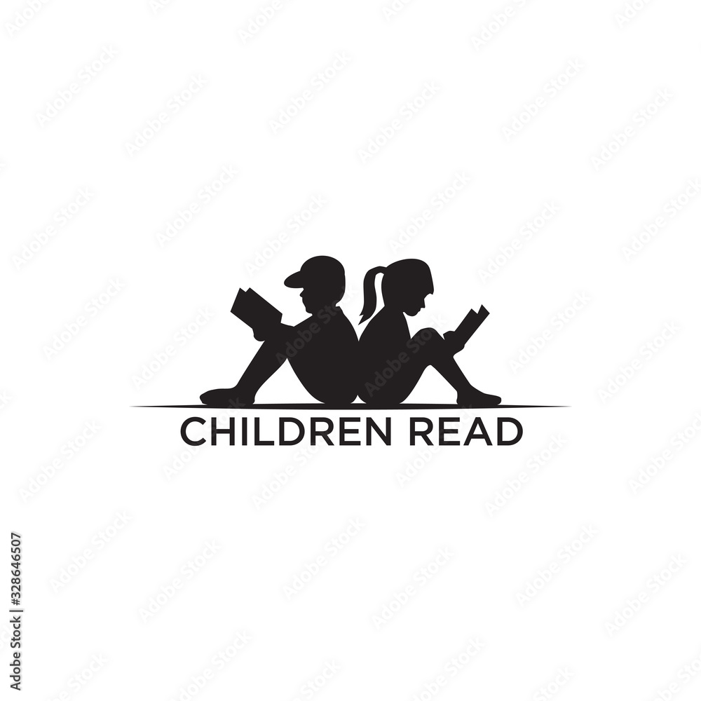 Childrean read logo design vector template