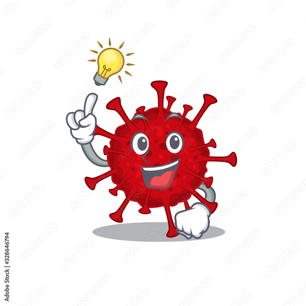 Have an idea gesture of betacoronavirus mascot character design