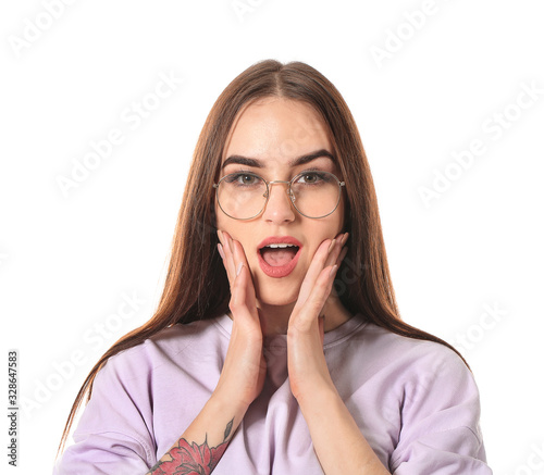 Surprised woman with stylis...