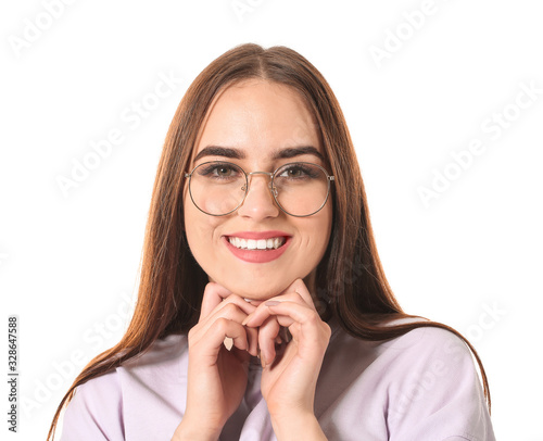 Young woman with stylish ey...