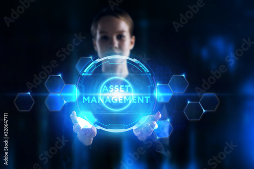 Business  Technology  Internet and network concept. Young businessman working on a virtual screen of the future and sees the inscription 