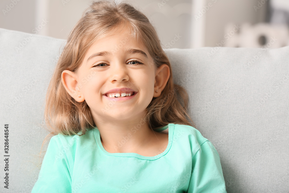 Portrait of happy little girl at home Portrait of happy little girl at home