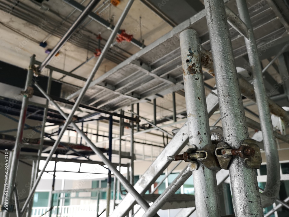 Steel scaffolding used in building construction Steel scaffolding used in building construction