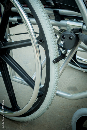 Partial view of wheelchair