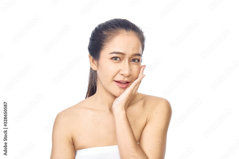 Beautiful young asian woman face with clean skin Beautiful young asian woman face with clean skin