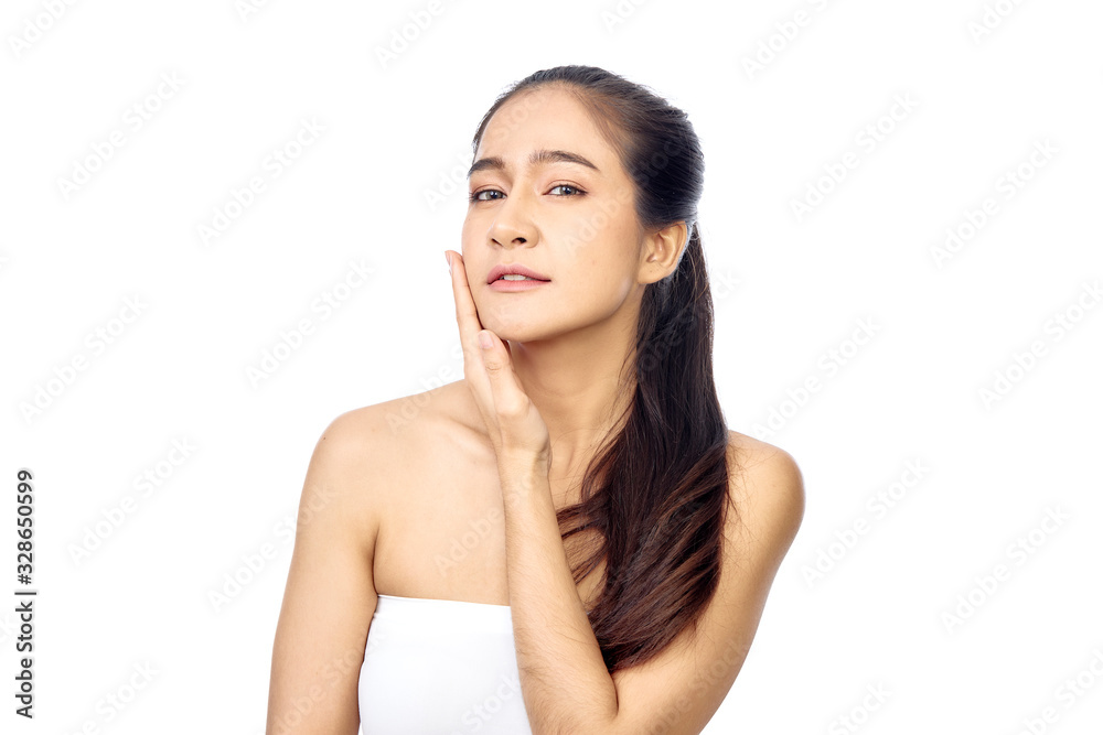 Beautiful young asian woman face with clean skin Beautiful young asian woman face with clean skin
