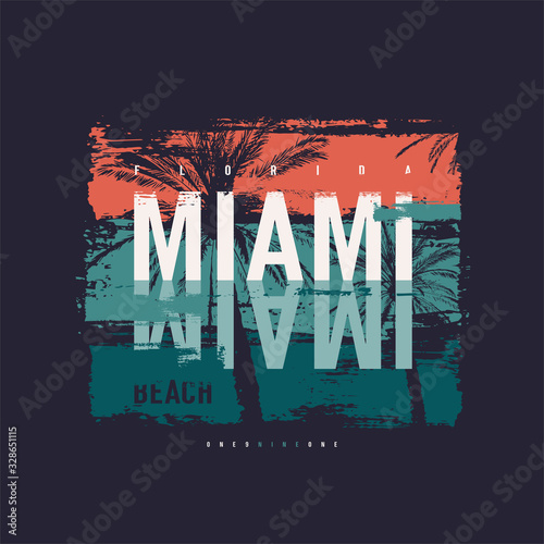 Miami beach vector graphic t-shirt design, poster, print