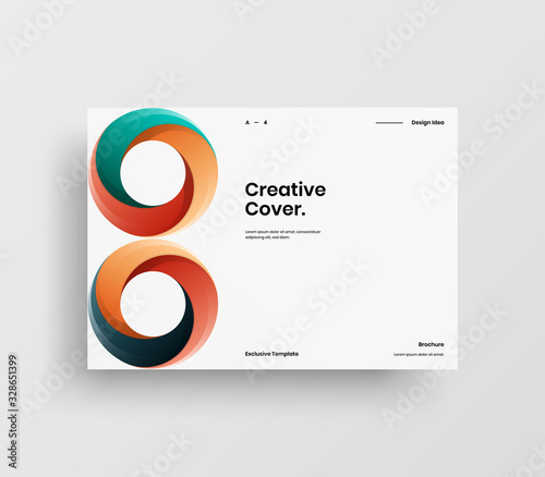 Creative business presentation vector A4 horizontal orientation front page mock up. Modern corporate report cover abstract geometric illustration design layout. Company identity brochure template.