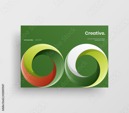 Creative business presentation vector A4 horizontal orientation front page mock up. Modern corporate report cover abstract geometric illustration design layout. Company identity brochure template.