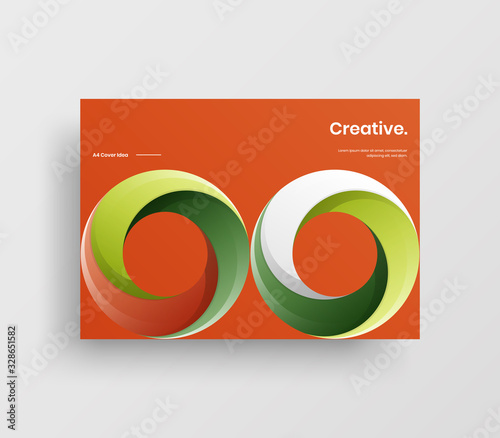 Creative business presentation vector A4 horizontal orientation front page mock up. Modern corporate report cover abstract geometric illustration design layout. Company identity brochure template.