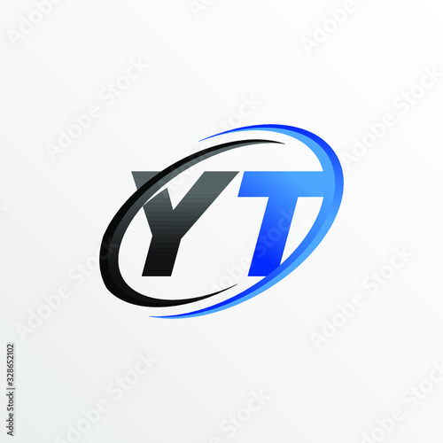 Initial Letters YT Logo with Circle Swoosh Element