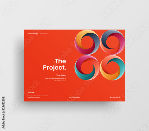 Creative business presentation vector A4 horizontal orientation front page mock up. Modern corporate report cover abstract geometric illustration design layout. Company identity brochure template.