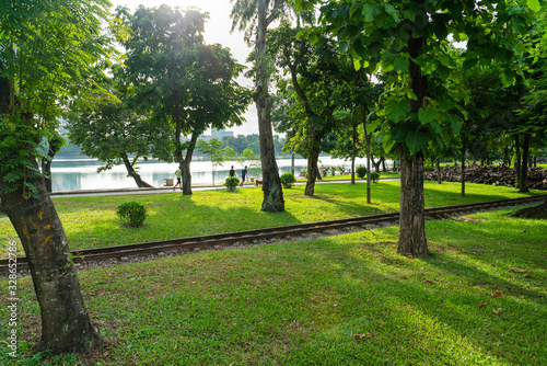 Fototapeta Naklejka Na Ścianę i Meble -  Green city park and recreation area in Hanoi city