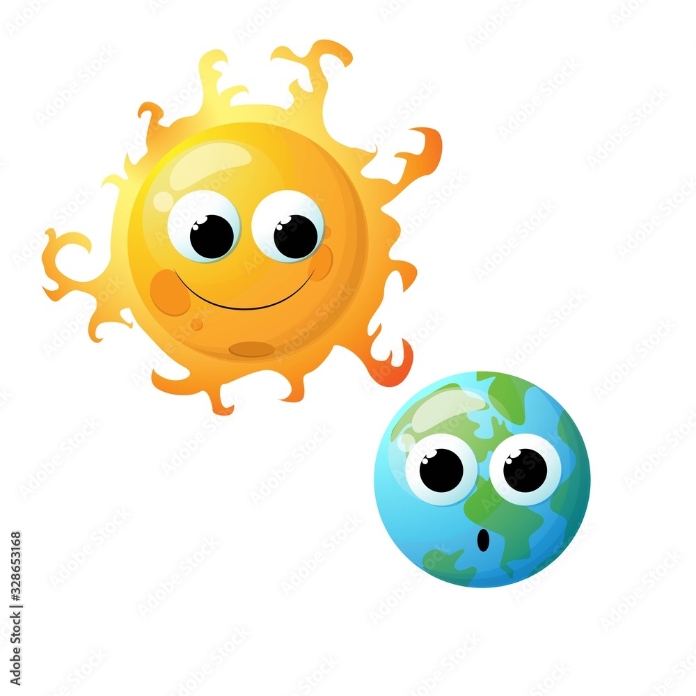 The sun and planet earth. Happy Union. global warming