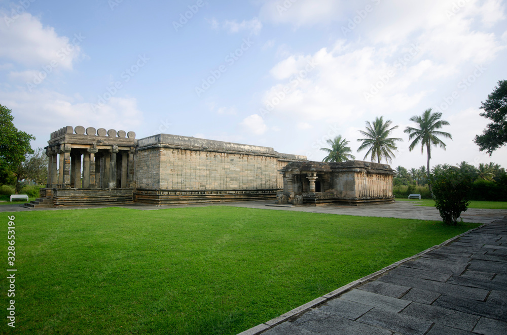 Jain Basadi complex, consists of three Jain Basadis dedicated to the Jain Tirthankars Parshvanatha, Halebeedu, Karnataka, India