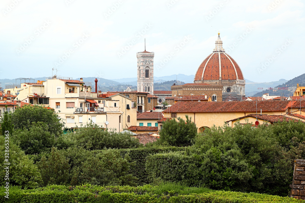 View of Florence Skyline with the Duomo and Giotto's Belltower, Italy