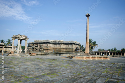 Belur, Karnataka, India, November 2019, Tourist at Chennakeshava Temple complex, a 12th-century Hindu temple dedicated to lord Vishnu photo