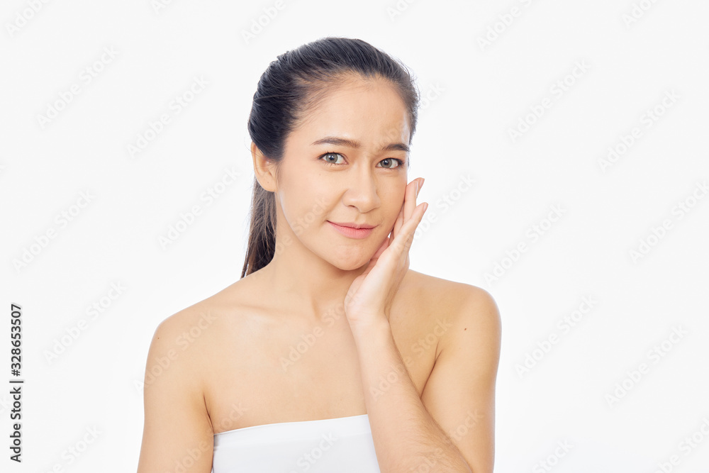 Beautiful young asian woman face with clean skin Beautiful young asian woman face with clean skin