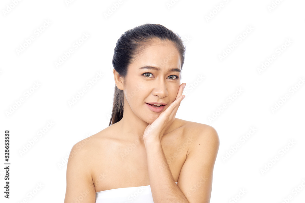 Beautiful young asian woman face with clean skin Beautiful young asian woman face with clean skin
