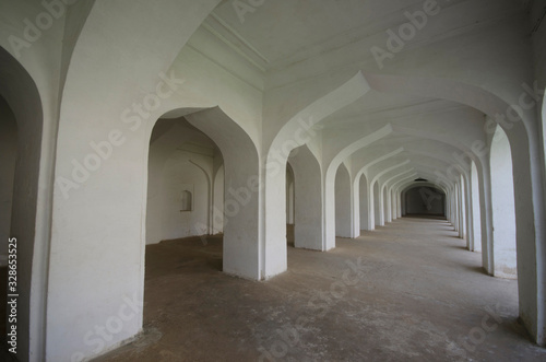 Interior of a building near the Gumbaz, Muslim Mausoleum of Sultan Tipu And His Relatives, Srirangapatna, Karnataka, India
