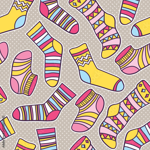 Vector seamless abstract pattern with socks