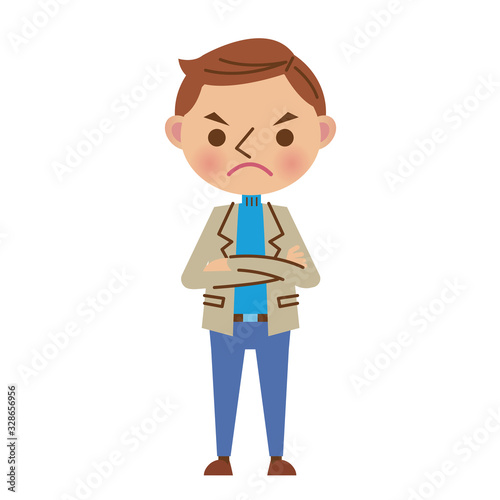 腕組みをする私服姿の男性