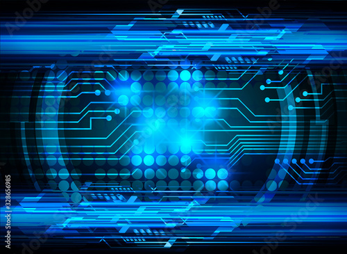 Blue eye cyber circuit future technology concept background