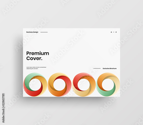 Creative business presentation vector A4 horizontal orientation front page mock up. Modern corporate report cover abstract geometric illustration design layout. Company identity brochure template.