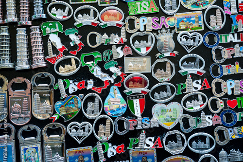 Canvas Print Full frame view of Italian tourist souvenir fridge magnets