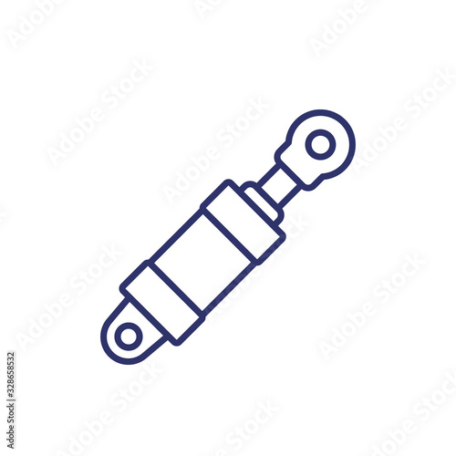 Hydraulic cylinder icon on white, line vector
