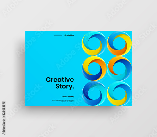 Creative business presentation vector A4 horizontal orientation front page mock up. Modern corporate report cover abstract geometric illustration design layout. Company identity brochure template.