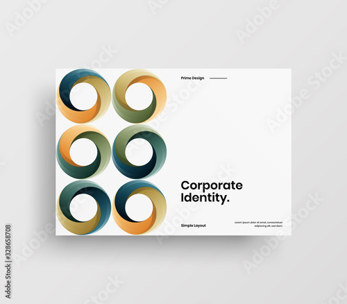 Creative business presentation vector A4 horizontal orientation front page mock up. Modern corporate report cover abstract geometric illustration design layout. Company identity brochure template.