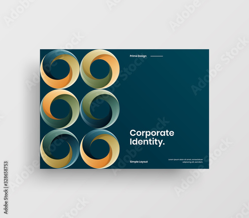 Creative business presentation vector A4 horizontal orientation front page mock up. Modern corporate report cover abstract geometric illustration design layout. Company identity brochure template.