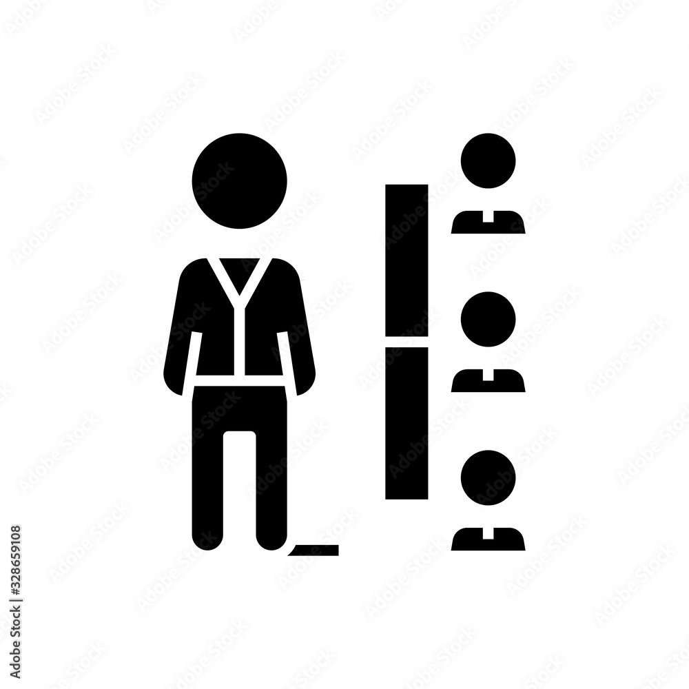 Staff black icon, concept illustration, vector flat symbol, glyph sign. Staff black icon, concept illustration, vector flat symbol, glyph sign.