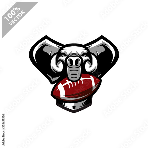Football rugby Elephant team logo design. Scalable and editable vector.	
