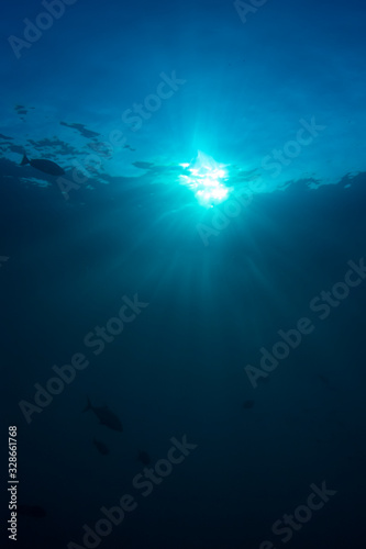 Underwater blue background and sunburst  © Richard Carey