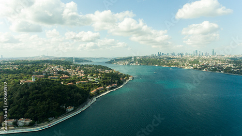 istanbul Bosphorus aerial photo shot in sunny and cloudy day 