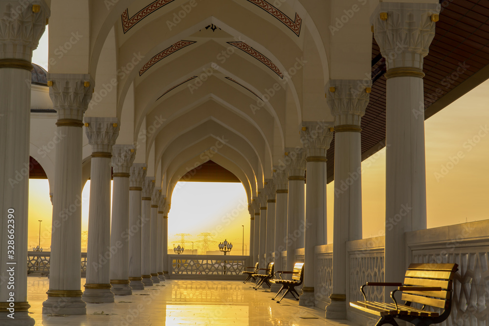 The Sharjah Mosque, is the largest mosque in the Emirate of Sharjah, the United Arab Emirates