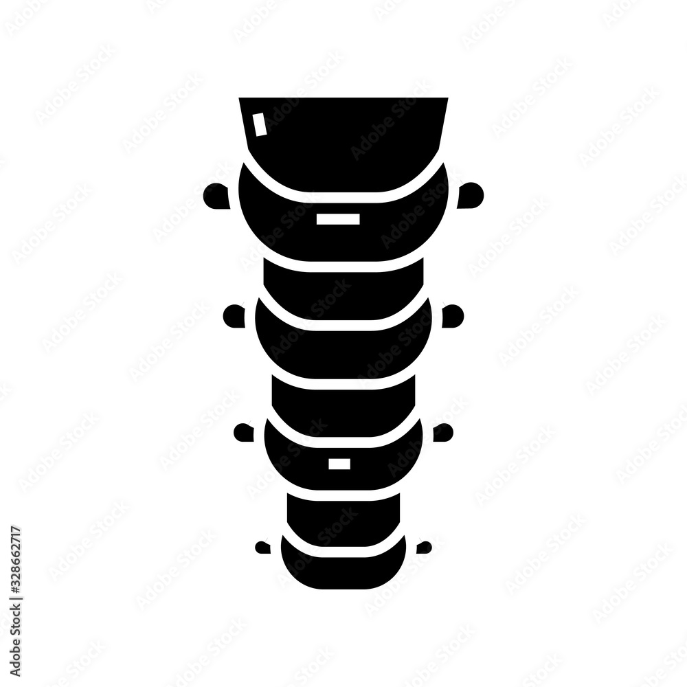 Spine bones black icon, concept illustration, vector flat symbol, glyph sign. Spine bones black icon, concept illustration, vector flat symbol, glyph sign.