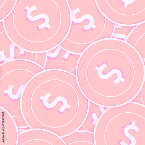 American dollar copper coins seamless pattern. Lov